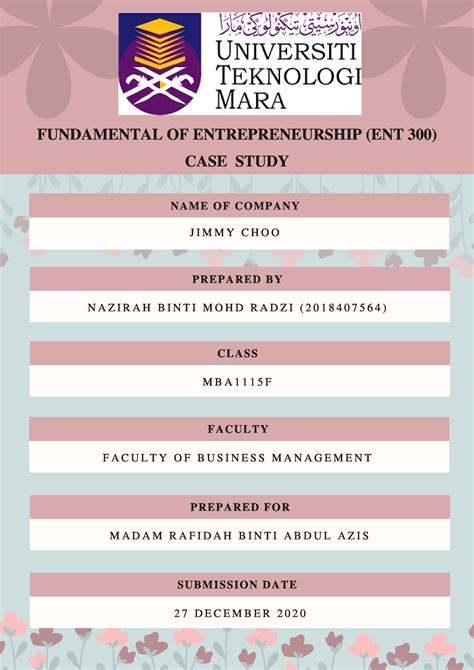 Case Study Ent Assignment Name Of Company Fundamental Of