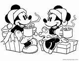 Christmas Coloring Mickey Minnie Disney Pages Disneyclips Hot Classic Drinking Cocoa Pdf sketch template