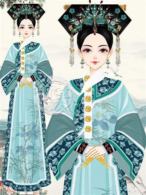 Chinese Drawing Chinese Art Painting Qing Dynasty Fashion Chinese