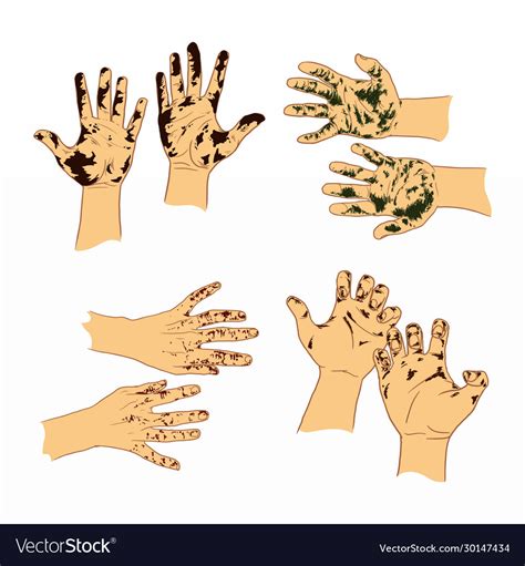 Variety Dirty Hands Set Royalty Free Vector Image
