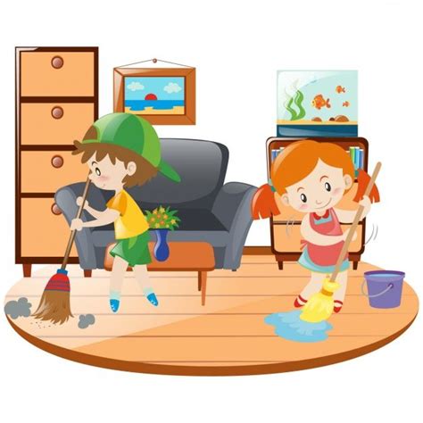Free Vector Kids Cleaning The House Cleaning Kids Room Kids