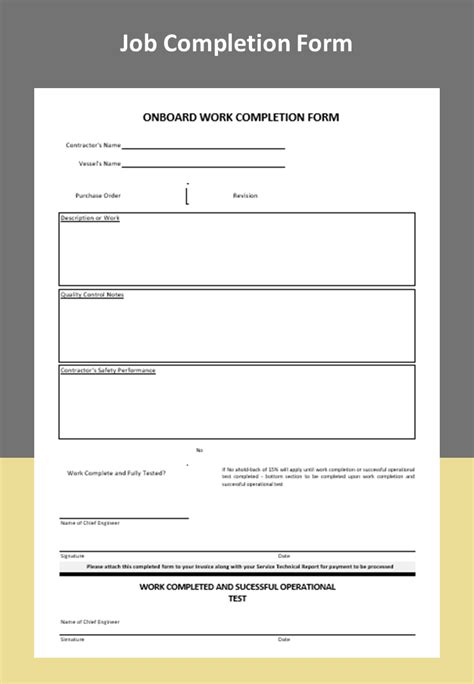 Job Completion Form