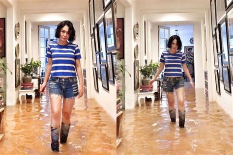 gaya yuni shara  banjir sempat viral katanya   nyisir
