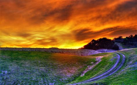 Wallpaper Sunlight Landscape Sunset Hill Nature Sky Field