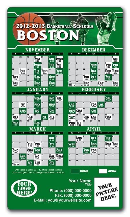 Boston Celtics Basketball Team Schedule Magnets 4