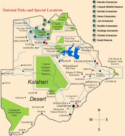 Chobe National Park Map Cities And Towns Map