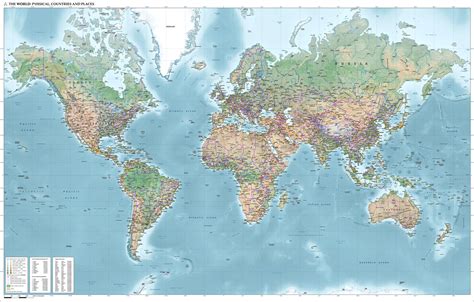 Carte De Mercator World Map Physical Political Population From