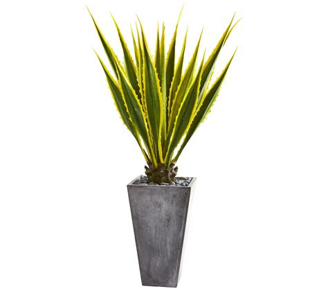 5 Agave Artificial Plant In Gray Planter By Nearly Natural