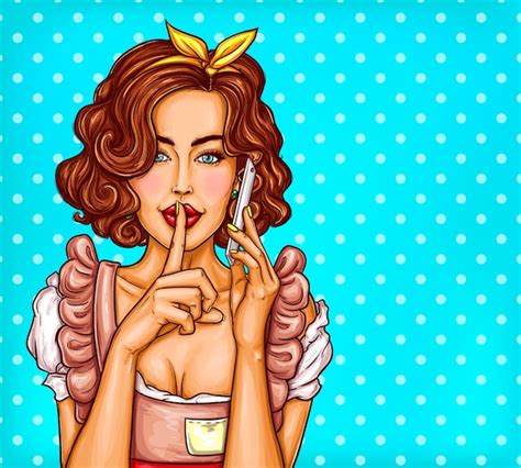 Vector Pop Art Illustration Of A Young Sexy Girl Talking On A Mobile