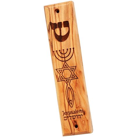 Messianic Mezuzah From Jerusalem In Olive Wood 5