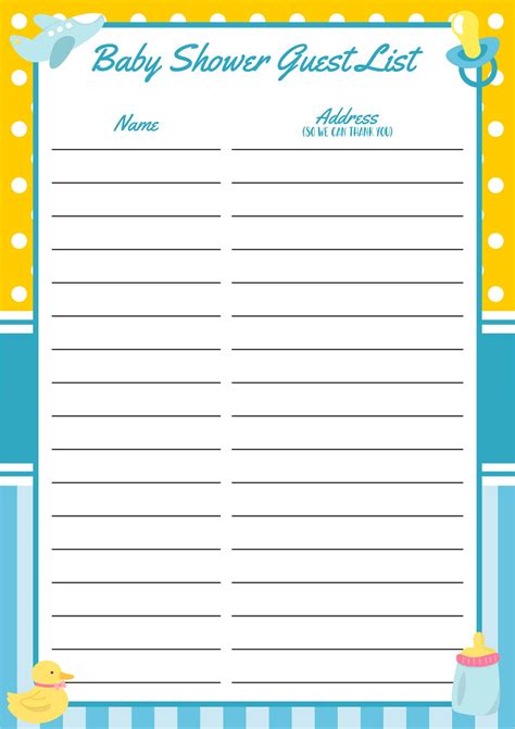 Free Printable Baby Shower Sign In Sheet Printablee Baby Shower