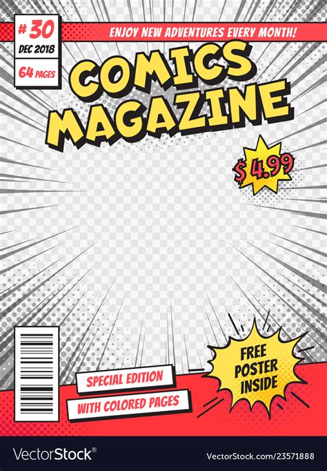Comic Book Cover Comics Books Title Page Funny Vector Image