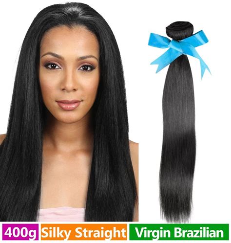 Rechoo Brazilian Virgin Remy Human Hair Extension Weave 4 Bundles 400g Natural Black Hair