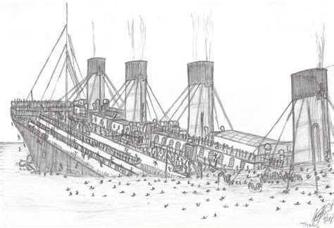 Titanic Sinking Drawing Sketch Coloring Page