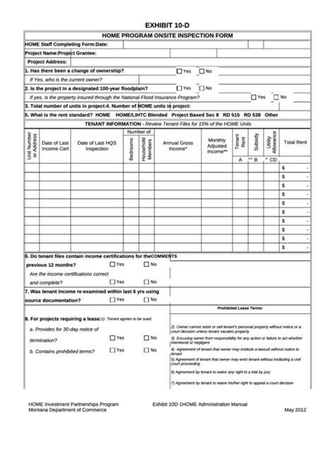 Home Program Onsite Inspection Form Printable Pdf Download
