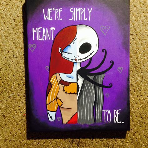 Jack And Sally Nightmare Before Christmas Canvas Painted By M