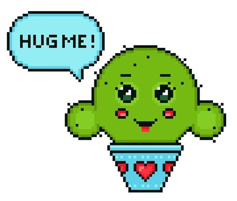 Pixel Art Huggy Cactus Cute Characters Pixel Art Cute