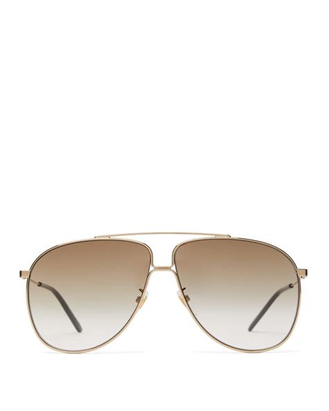 gucci oversized aviator metal sunglasses in gold metallic for men lyst