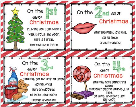 free 12 days of christmas note cards print and attach to adorable little ts to give a