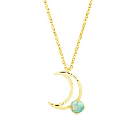 Crescent Moon Necklaces For Women Opal Jewelry Stainless Steel Chain