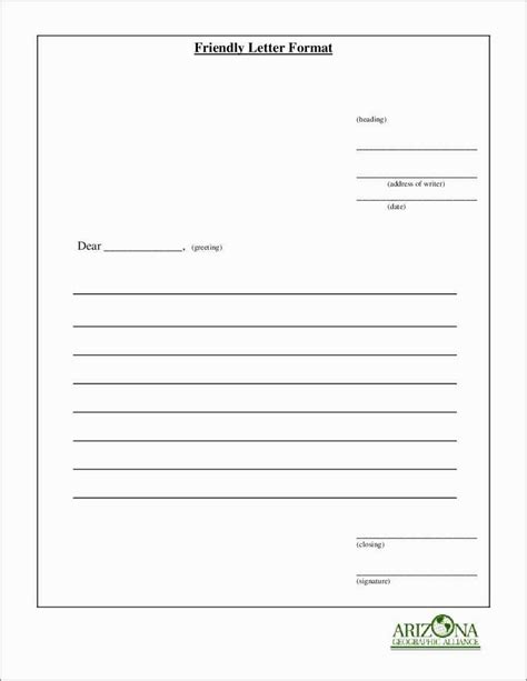 Friendly Letter Template 2nd Grade Writing A Printable In Blank Letter