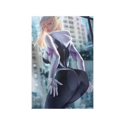 Sexy Poster Rule 34 Fan Art Gwen Stacy Spider Verse Ass Against Glass 12x18 1309 Picclick