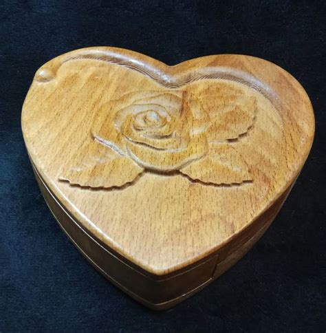 Wooden Jewelry Box Heart Carved Casket For Storage Your Heirlooms And