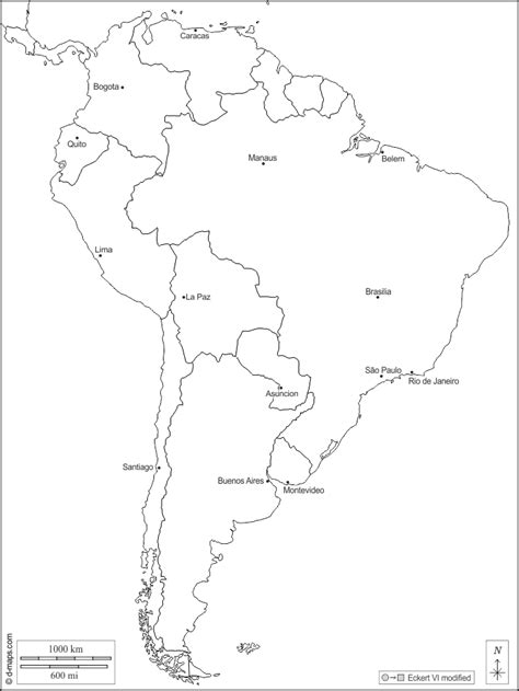 Amérique Du Sud Carte Géographique Gratuite Carte Géographique Muette