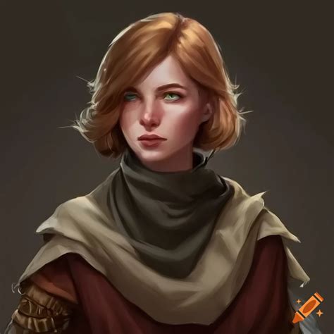 Serious Dnd Female Ranger Poncho Bob Haircut Brown Hair Musketeer