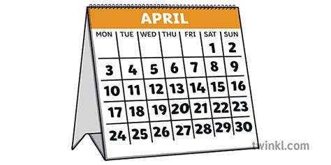 Kalendar Prikazivanje Aprila Dana Sedmica Mjeseca Mjerenja Vremena Ks1