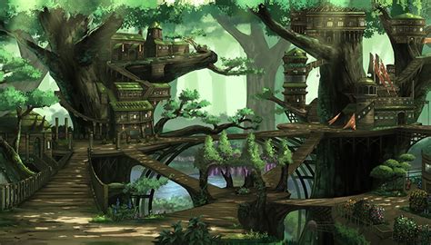 Fantasy Treehouse City High Quality Parallax Background Gamedev Market