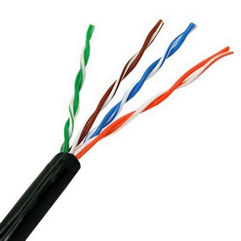 Cable De Red Exterior Impermeable Rj45 Cat5e Utp Rígido Awg24 Negro