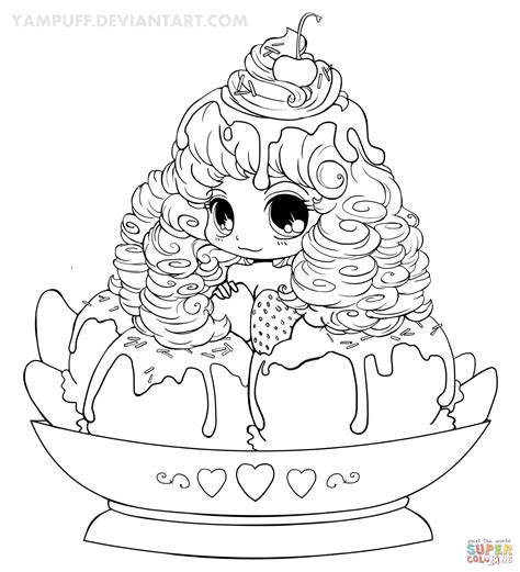 Chibi Ice Cream Girl Coloring Page Free Printable Coloring Pages