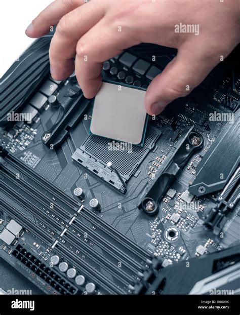 Installing Processor Unit Into Computer Motherboard Stock Photo Alamy