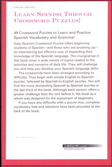 Very easy spanish crossword puzzles. Easy Spanish Crossword Puzzles (2nd Edition) | National Textbook Company | 9780844272443