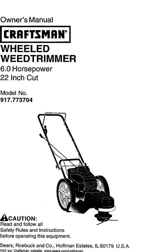 Craftsman 917773704 User Manual HIGH WHEEL WEED TRIMMER Manuals And