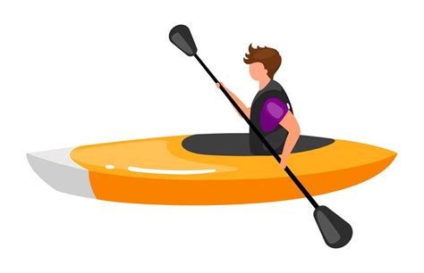 Kayaking Flat Vector Illustration Extreme Sports Experience Active