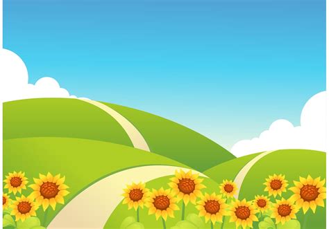 Free Rolling Hills With Sunflowers Vector Download Free Vector Art