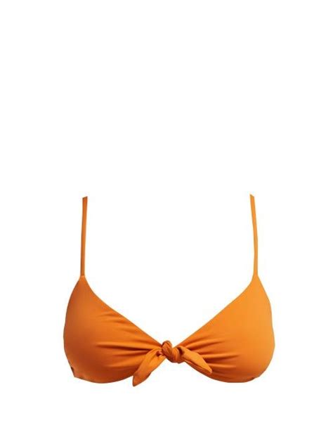 Mara Hoffman Carla Knot Detail Bikini Top Womens Orange Bikinis Swimwear Bikini Tops