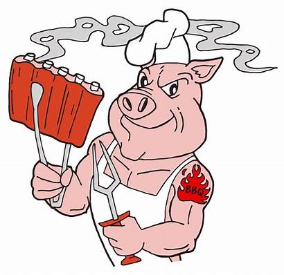 Bbq Ribs Pig Cartoon Clipart Chef Holding