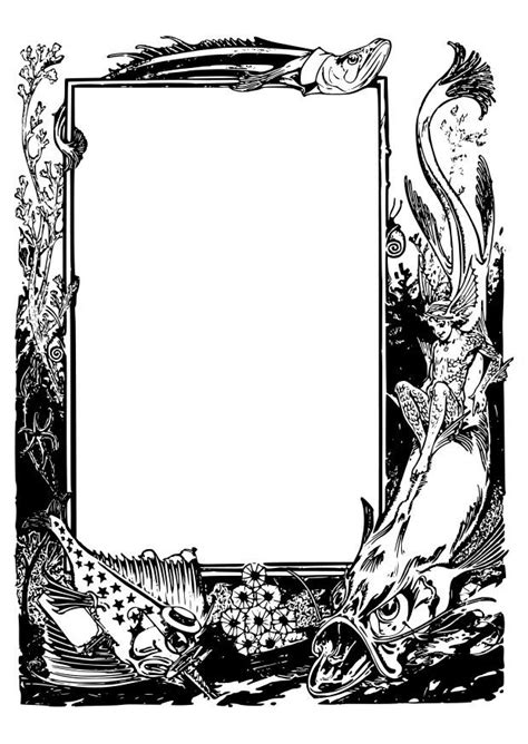 Dibujo para colorear marco de fantasía de animales del mar - Dibujos