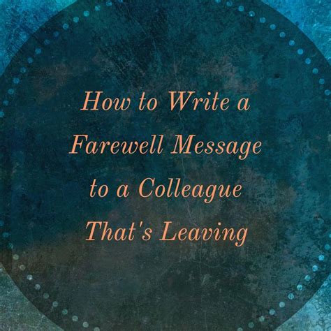 Bid your colleagues goodbye and let them know how much you have enjoyed working together as a thank them for their support, encouragement, and guidance over the years. Farewell Messages for a Colleague That's Leaving the ...