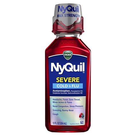 Vicks Nyquil Severe Cough Cold Flu Medicine Berry 12 Fl Oz