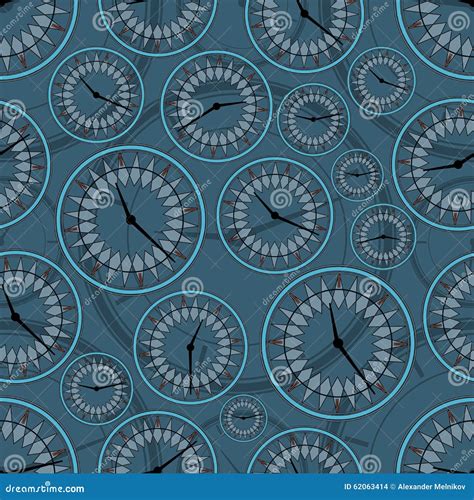Seamless Repeating Pattern Of Abstract Clock Vector Stock Vector