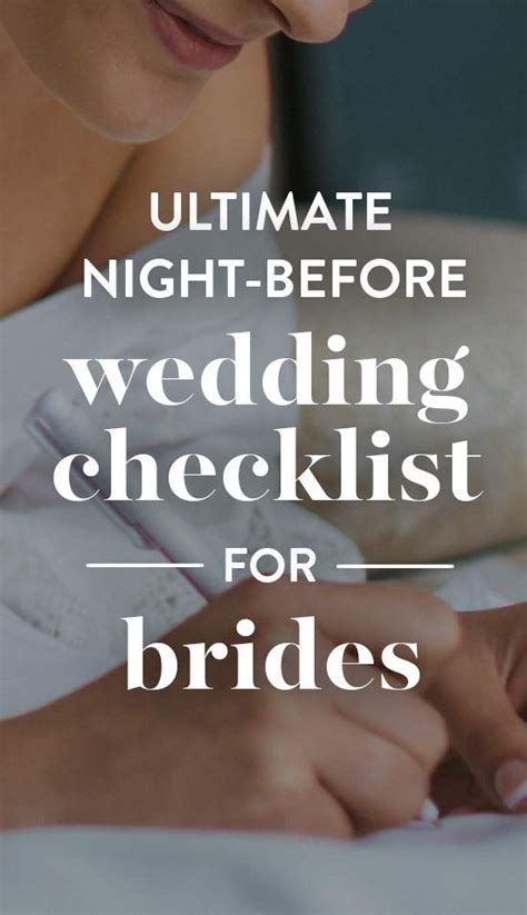 Ultimate Night Before Wedding Checklist For Brides Night Before
