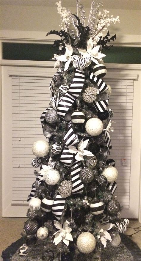 Dark Graypewter Tree With Black White Silver And Bling Ornaments