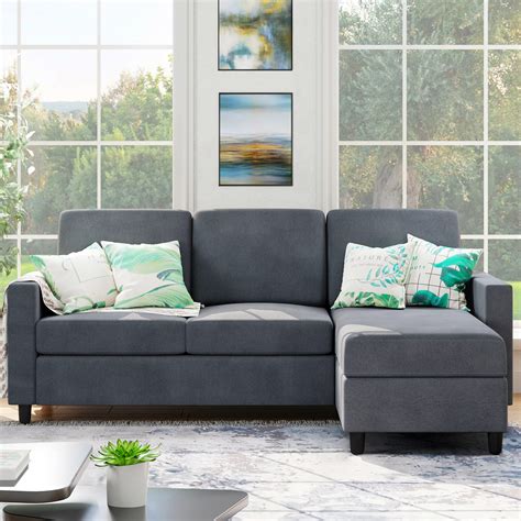 Shintenchi Convertible Sectional Sofa Couch Modern Linen Fabric L