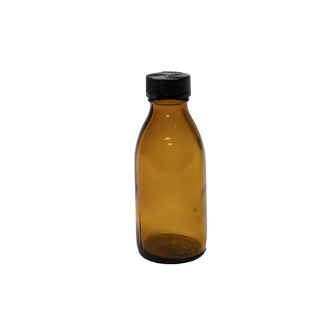 Narrow Necked Brown Glass Bottle 100 Ml With Plastic Lid Military Range