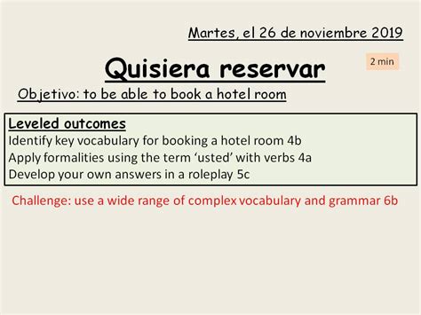 Quisiera Reservar Booking A Hotel Room Y10 Spanish Teaching Resources