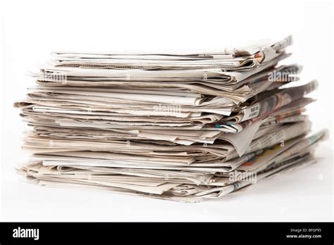 Stack Of Newspapers Isolated Of White Background Stock Photo Alamy